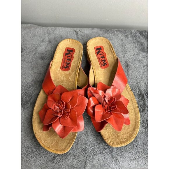 Kork by Korkees Rare Flower sandal coral color comfort GUC Women's Sz 6 - Picture 5 of 6